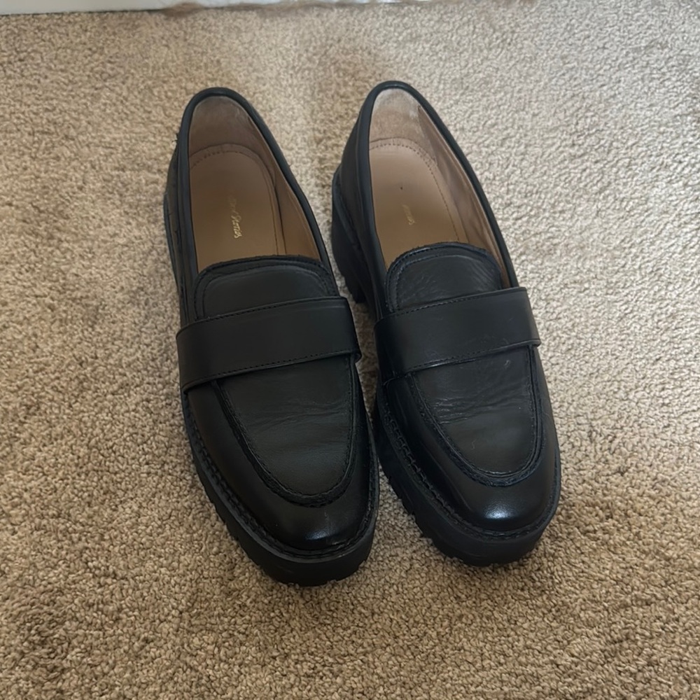 & Other Stories Chunky Black Leather Penny Loafers